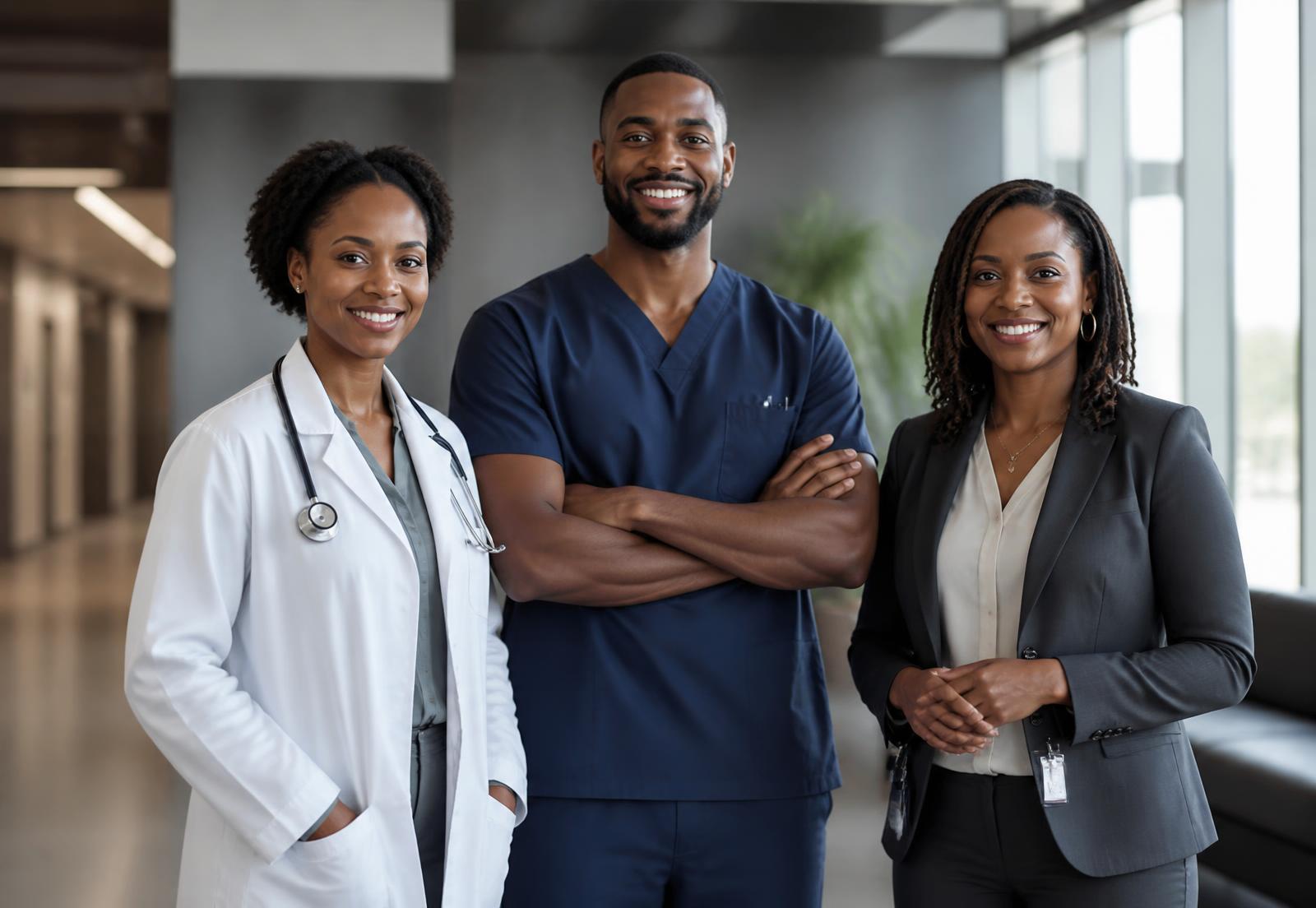Healthcare professionals collaborating in a modern clinical setting